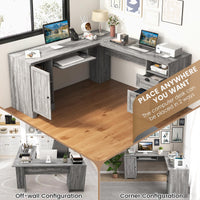 Tangkula L Shaped Desk with Drawers and Storage Shelf