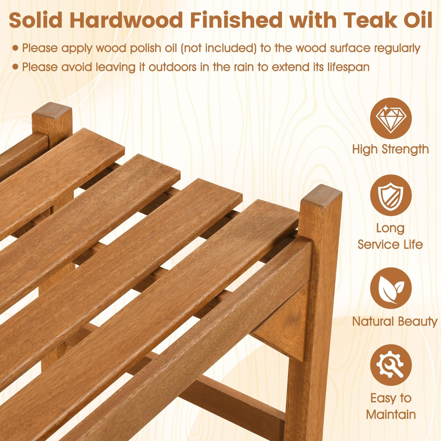Tangkula 40” Outdoor Backless Bench with Slatted Contoured Seat