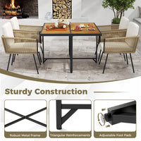 Tangkula 5 Pieces Patio Dining Set Outdoor Rectangular Table and Chairs