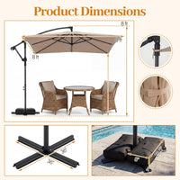 Tangkula 8x8 FT Patio Umbrella with Base Included Square Offset Cantilever 360 Degree Rotation