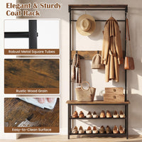 Tangkula Hall Tree with Bench and Shoe Storage for Entryway