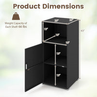 Tangkula Rattan Outdoor Storage Cabinet with 3 Storage Shelves