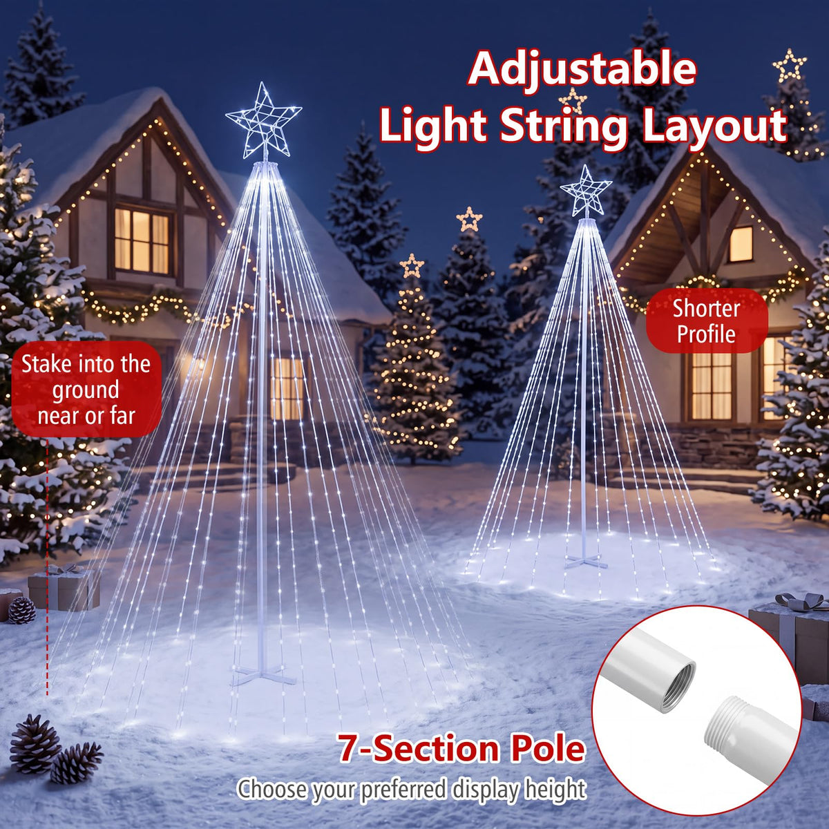 Tangkula 10 FT Outdoor Christmas Tree Star String Lights