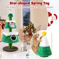 Tangkula Arbre à chat de Noël pour chats d'intérieur, mignonne tour à chat de vacances avec 2 niches