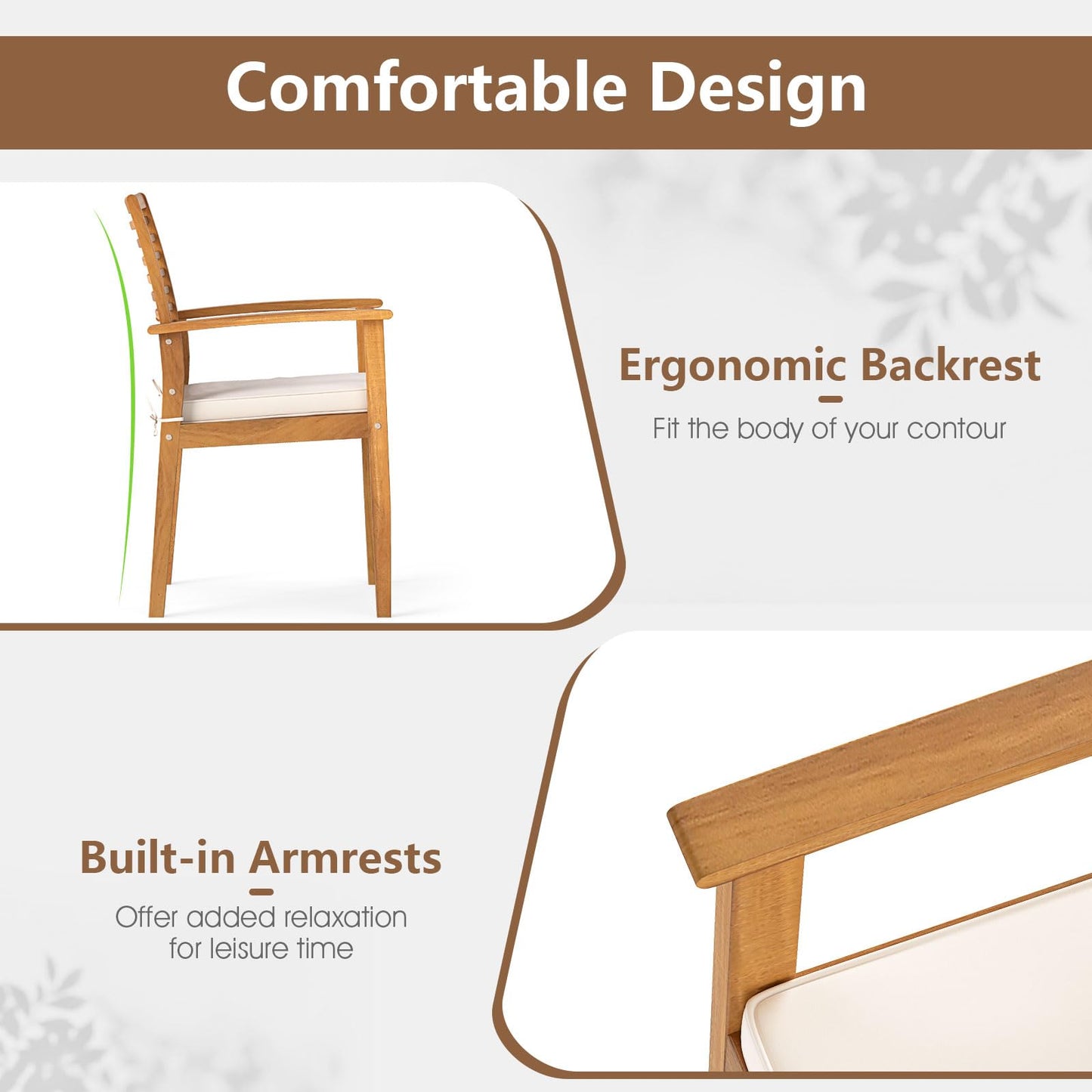 Tangkula Patio Dining Chairs Set w/Removable Padded Cushion