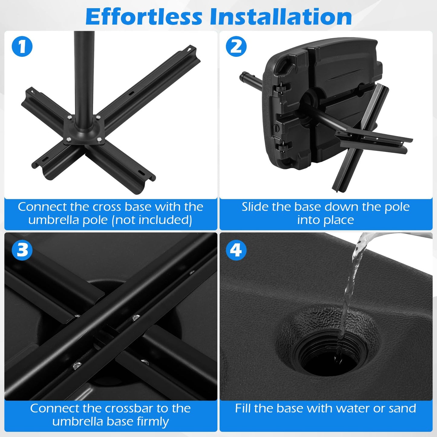 Tangkula 225 Lbs Cantilever Umbrella Base with 2 Wheels
