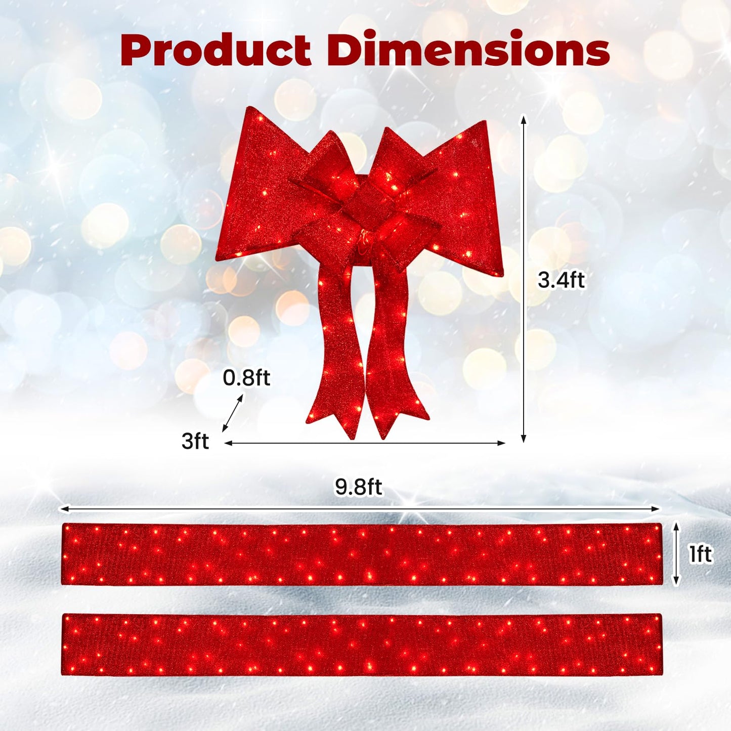 Tangkula Pre-Lit Christmas Doorway Arch w/Bow, LED Lighted Festive Door Decoration w/ 240 Red LED Lights