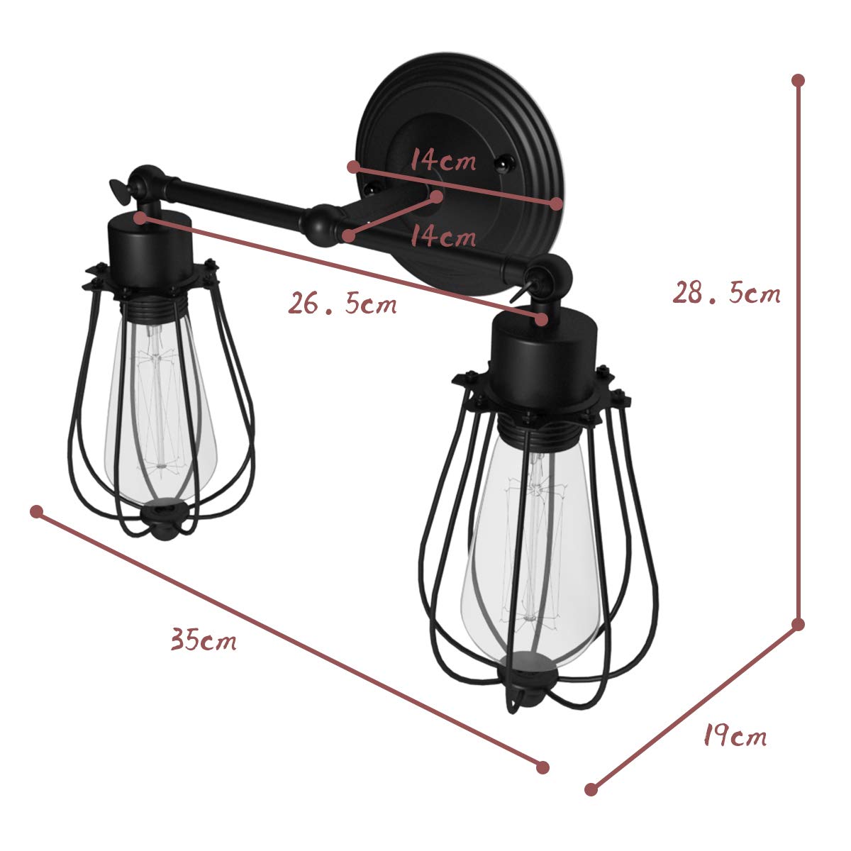 Tangkula Wall Sconce Wall Light Fixture Black Matal Industrial Vintage Rustic Retro Style