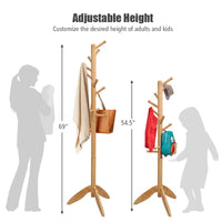 Tangkula Wood Tree Coat Rack with 11 Hooks & Stable Tri-Legged Base