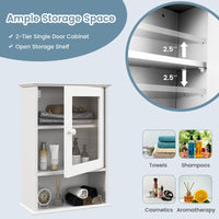 Tangkula Bathroom Cabinet With Door and Open Shelf