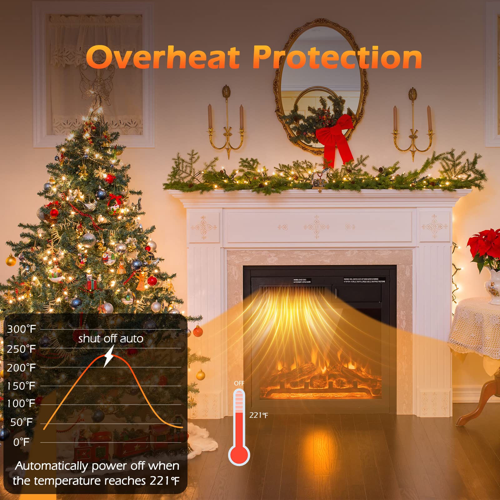 18 Inch Electric Fireplace, 5100 BTU Freestanding Electric Fireplace Heater - Tangkula