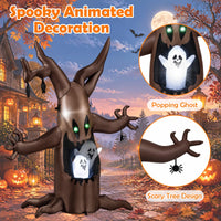 Tangkula 8 FT Halloween Inflatable Dead Tree with Animated Popping Ghost