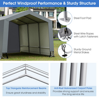 Tangkula 10x16Ft Heavy-Duty Carport, Outdoor Portable Garage with Reinforced Triangular Beams, Galvanized Steel Frame