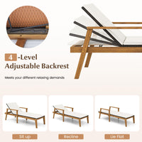 Tangkula Outdoor Chaise Lounge Chair Set, Rattan Patio Chaise with Armrests & 4-Level Backrest