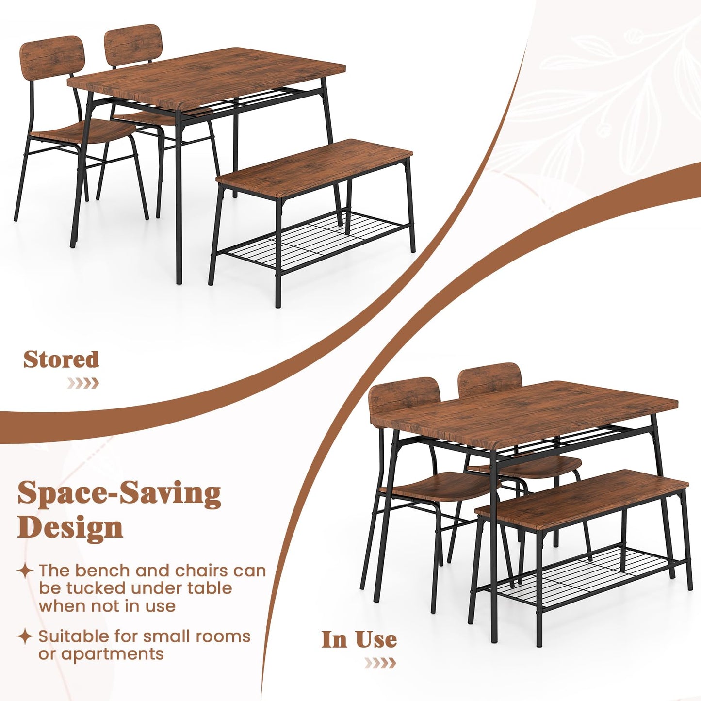 Tangkula Dining Table Set for 4 Square Kitchen Table & Chair Set