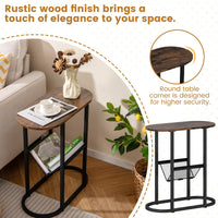 Tangkula Table d'appoint ovale étroite pour salon chambre à coucher