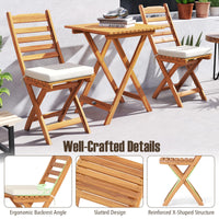 Tangkula Outdoor Wood Bistro Set Folding Chair Table Set