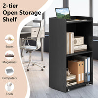 Tangkula Rolling Podium Stand, Mobile Lectern Stand with 2 Shelves & Lockable Wheels