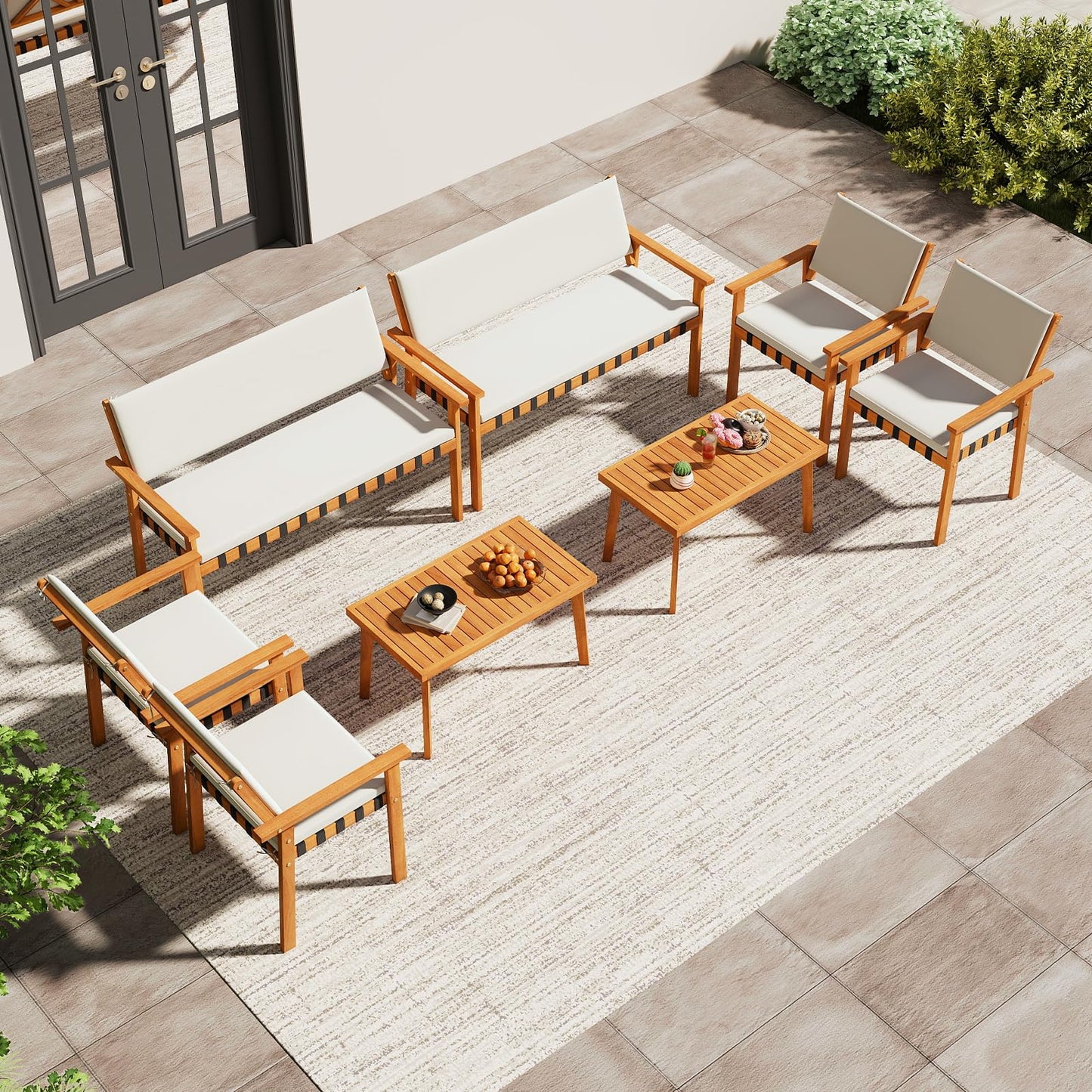 Ensemble de meubles de patio en bois Tangkula 4 pièces pour le jardin