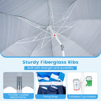 Tangkula 6.5 FT Scalloped Beach Umbrella with Cup Holders