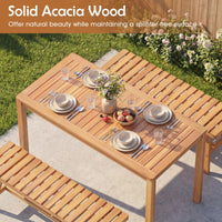Tangkula 3 Pieces Acacia Wood Patio Dining Set
