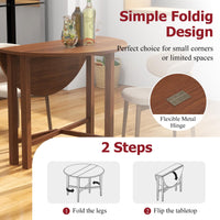 Tangkula 36" Foldable Round Dining Table w/Solid Rubber Wood Legs