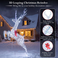 Tangkula 7.3 FT Christmas Lighted Iridescent Leaping Reindeer