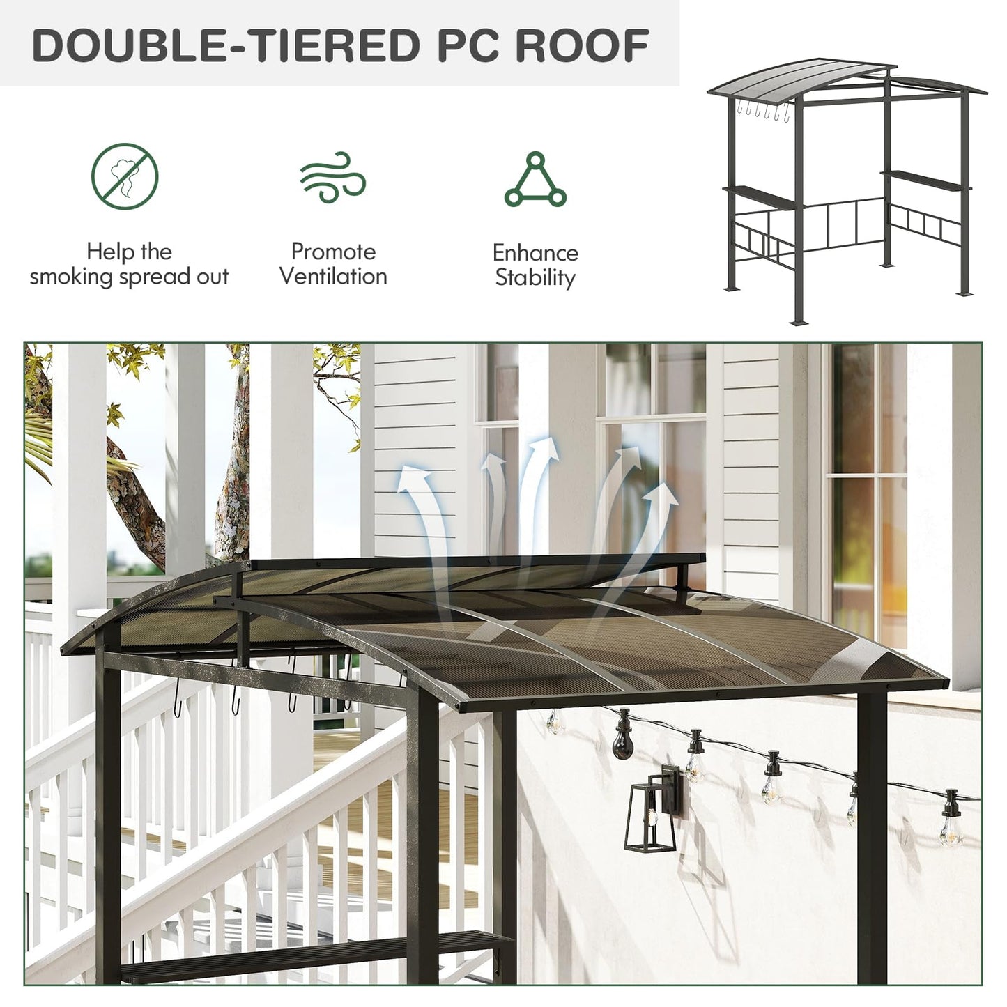 Tangkula 8x5 FT Hardtop Grill Gazebo for Patio Garden Lawn Deck