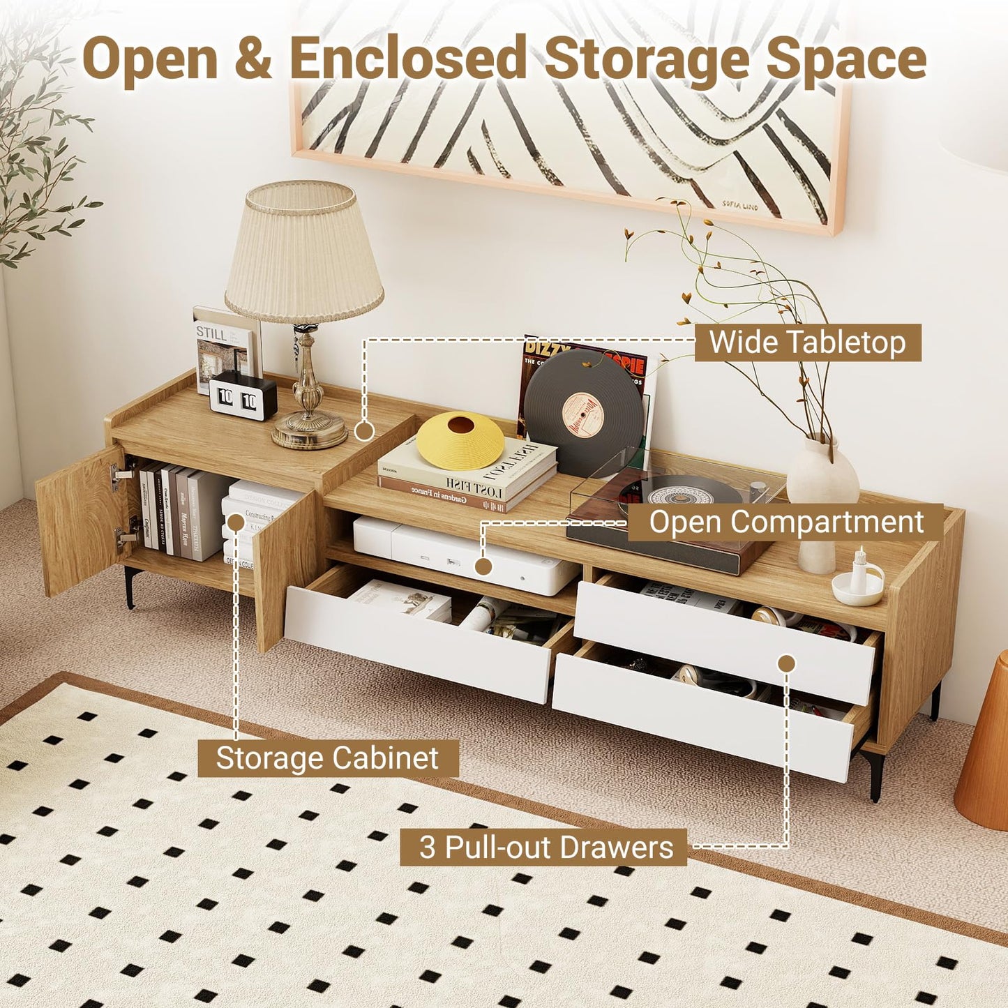 Tangkula White TV Stand for TVs up to 80”