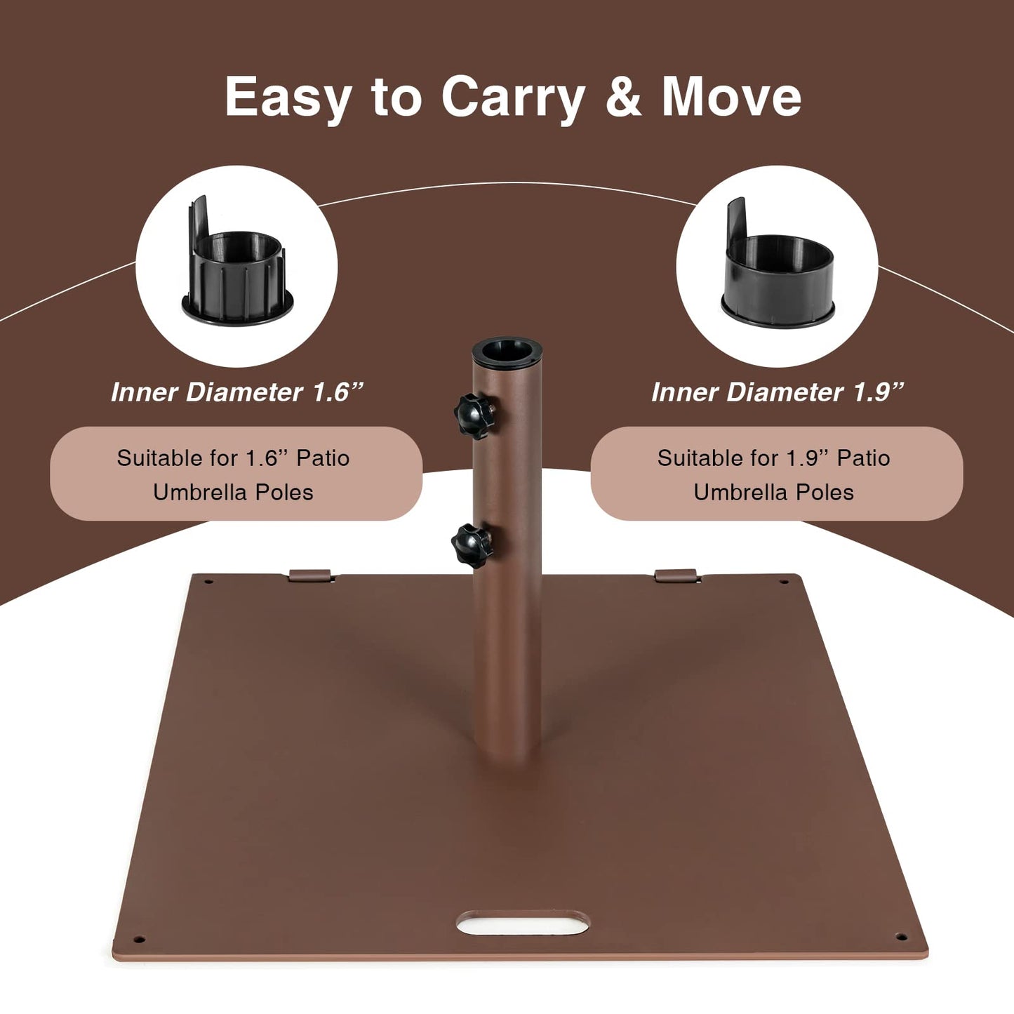 50 LBS Patio Umbrella Stand, Fits for 1.6 - 1.9 Umbrella Pole  (Bronze)