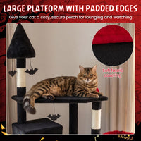 Tangkula 75" Tall Halloween Cat Tower with Sisal Scratching Posts & Ramp