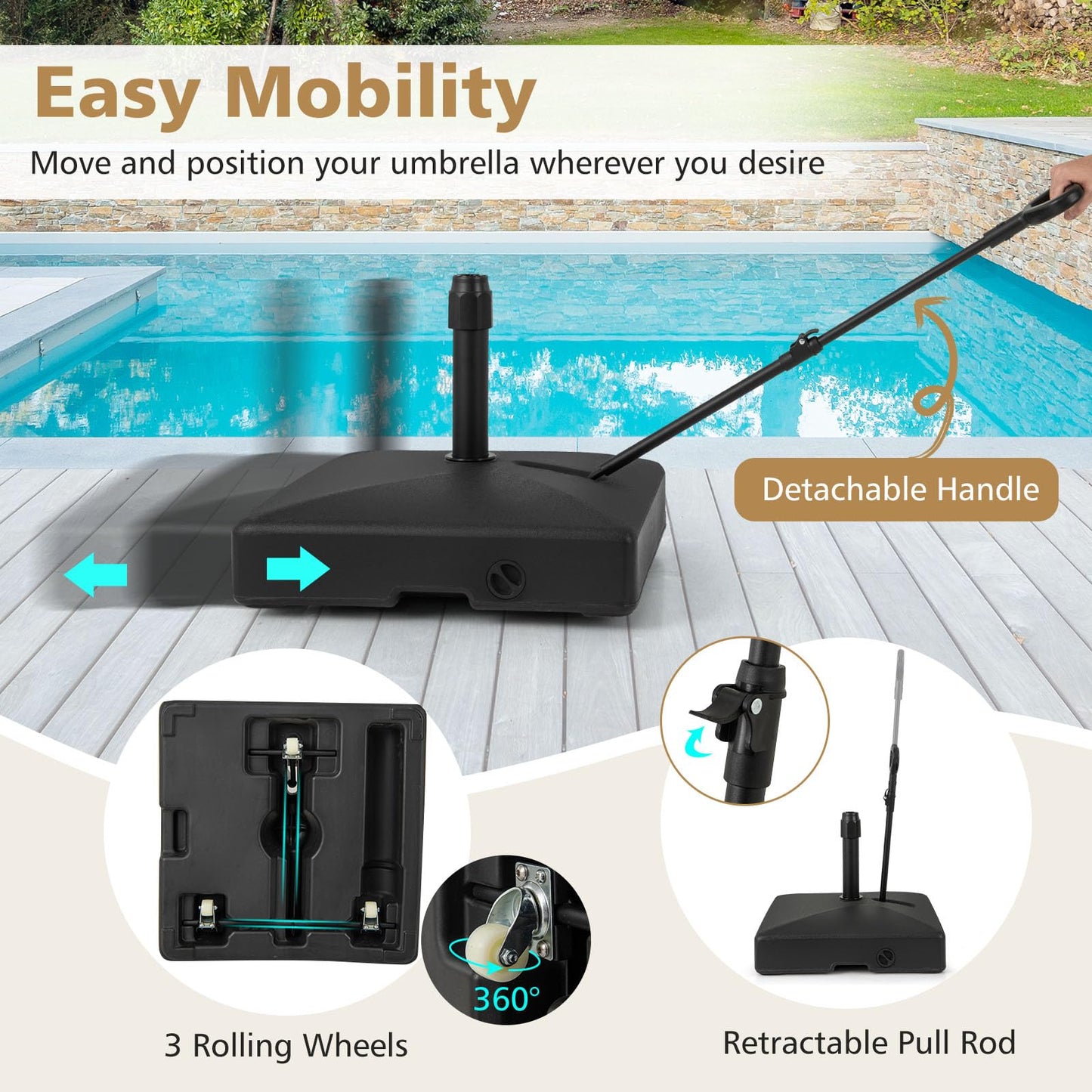 Tangkula Umbrella Base with Wheels
