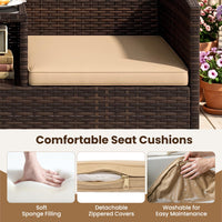 Tangkula Outdoor Loveseat with Built-in Table and Soft Cushions