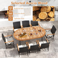 Tangkula 9 Pieces Patio Rattan Dining Set for Garden