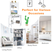 White Corner Desk with Hutch - Tangkula