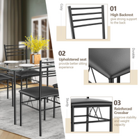 Tangkula Dining Table Set, 5 Pieces Dining Set with Tempered Glass Top Table and 4 Chairs