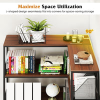 Tangkula Large Corner Bookshelf 90 Degrees 5-Tier Industrial Wood Open Corner Bookcase