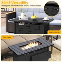 Tangkula 40 Inch Outdoor Propane Fire Pit Rectangle Gas Fire Table with Lava Rocks