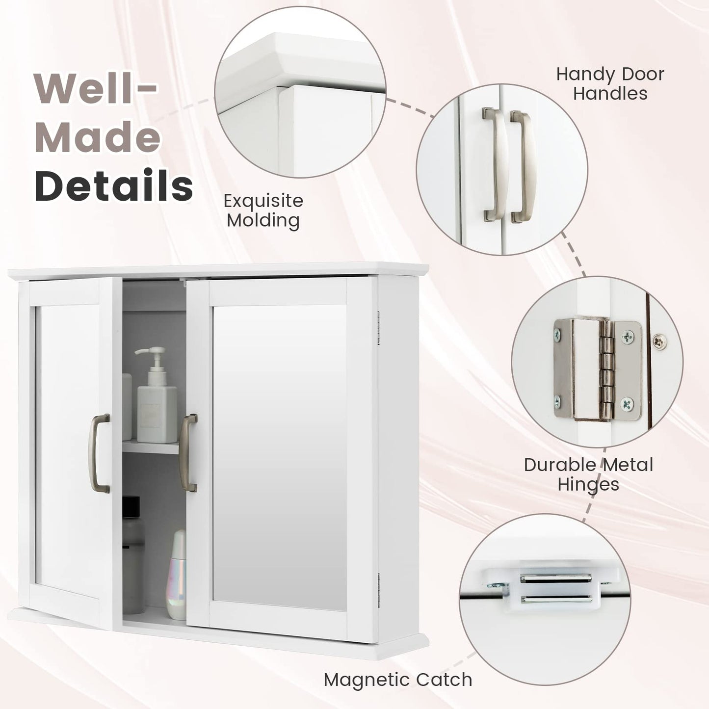 Tangkula Medicine Cabinet with Double Mirror Doors