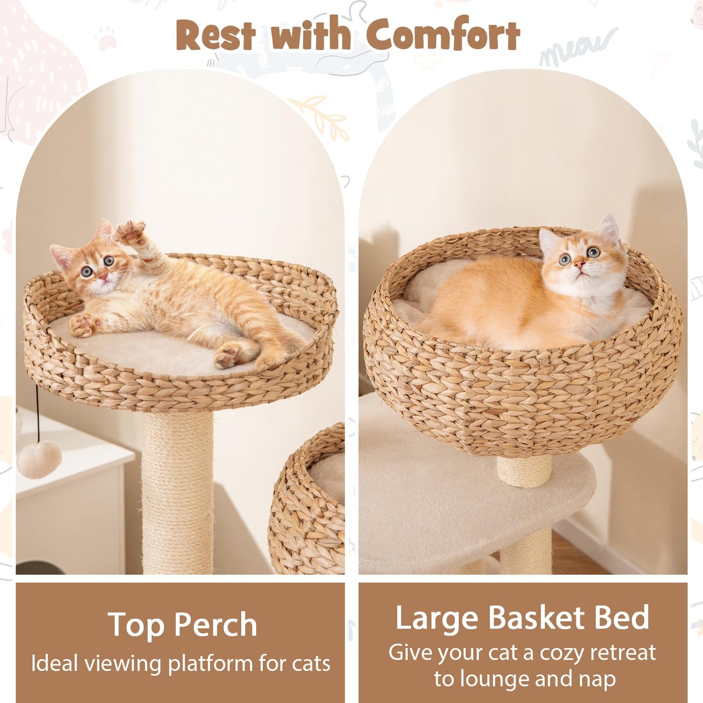 Tangkula Cute Cat Tree Tower for Indoor Cats