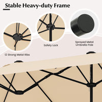 Tangkula 13FT Double-sided Patio Umbrella, Extra Large Twin Table Umbrella with Crank Handle
