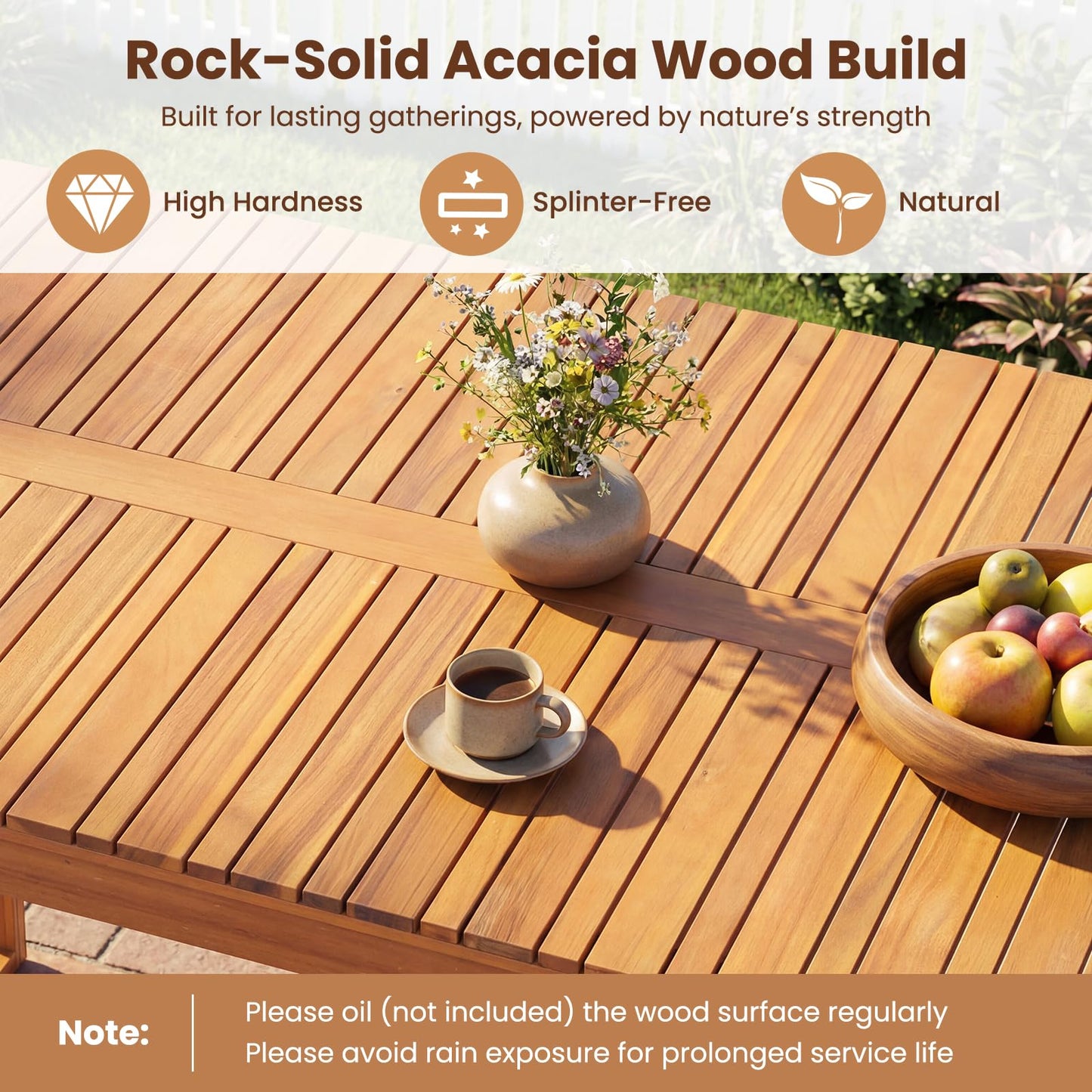 Tangkula 3 Pieces Patio Wooden Dining Set