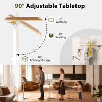 Tangkula Mobile Overbed Bedside Table with Wheels for Home