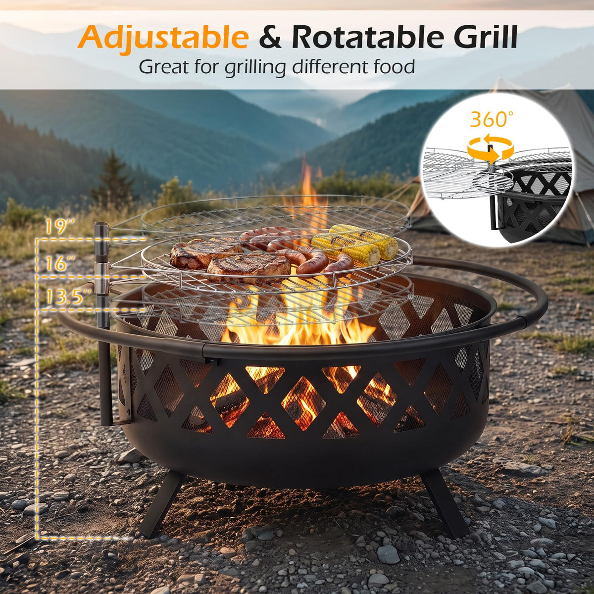 Tangkula Outdoor Round Wood Burning Fire Pit(30/36 in)