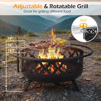 Tangkula Outdoor Round Wood Burning Fire Pit(30/36 in)