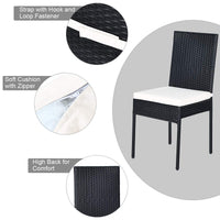 Tangkula 5 Piece Wicker Patio Dining Set with Tempered Glass Top & Padded Cushions