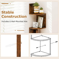 Tangkula 5-Tier Corner Shelf Wall Mount Farmhouse Floating Corner Bookshelf