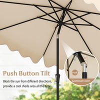 Tangkula 9Ft Patio Umbrella with Crank, 2-Tier Outdoor Umbrella with Push Button Tilt, Sun-Protective Canopy