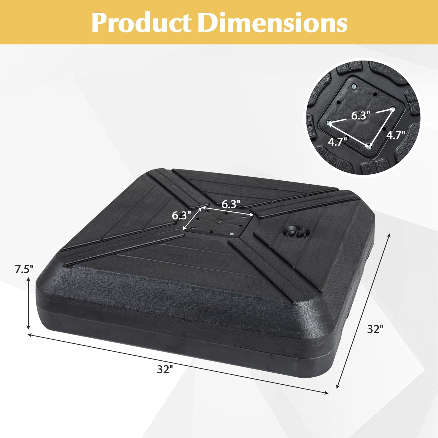 Tangkula Cantilever Umbrella Base with Wheels for Patio Backyard Poolside