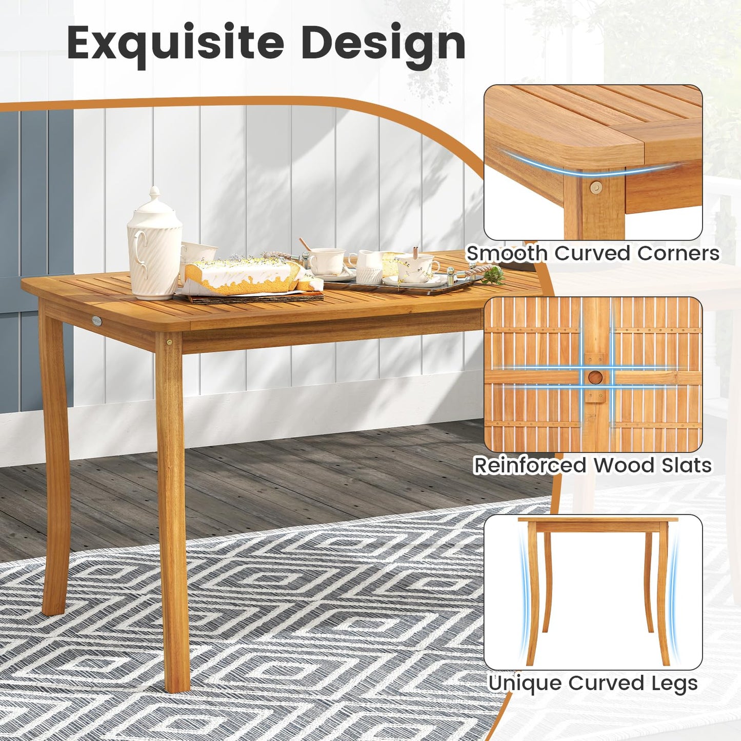 Ensemble table et chaises rembourrées d'extérieur Tangkula avec trou pour parasol de 5 cm